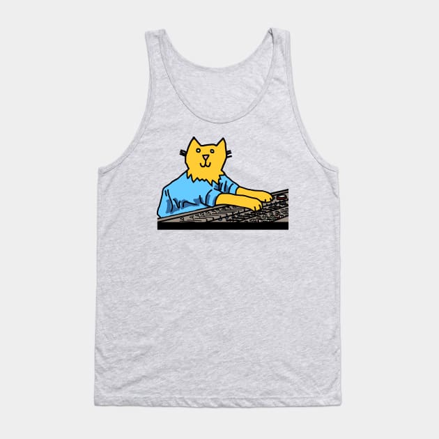 Cat in Control Making Music Tank Top by ellenhenryart